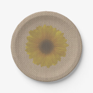 Prato De Papel Burlap Inspirated Sunflower