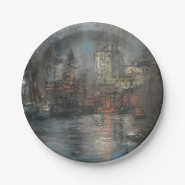 Prato De Papel Busy Harbour (por Glenn Cooper Henshaw)