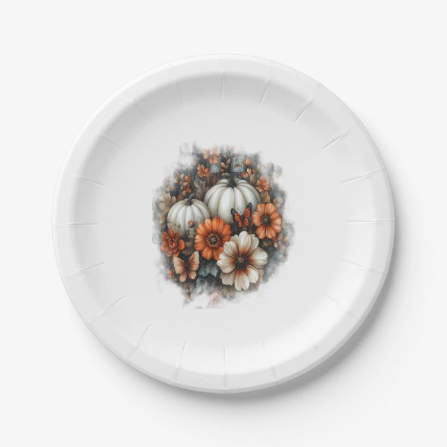 Prato De Papel Butterflies Country Pumpkin (Frente)
