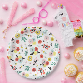 Prato De Papel Butterfly And Floral Pattern 