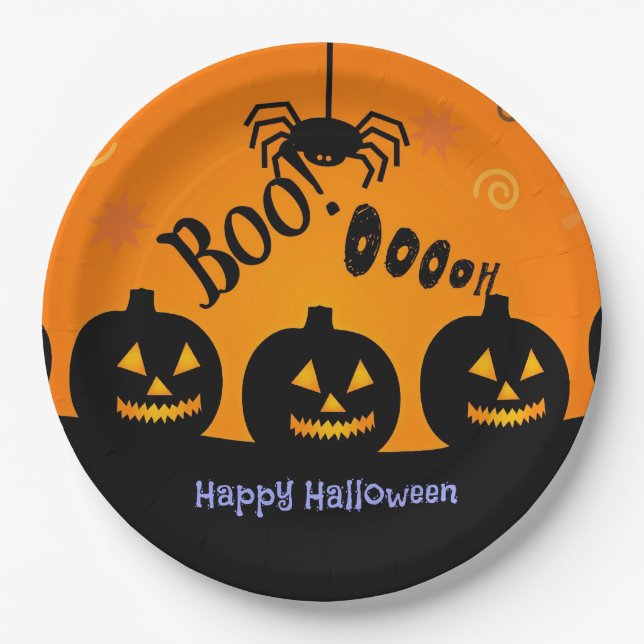 Prato De Papel Buu! Ooooh! Feliz Halloween! (Frente)
