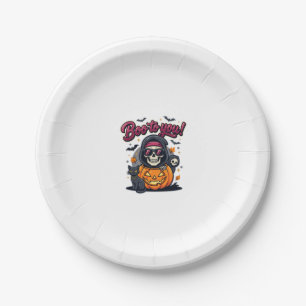 Prato De Papel Buu para Você Esqueleto de Abóbora de Halloween