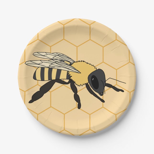 Prato De Papel Buzzing Bee Honeycomb Beehive (Frente)