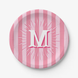 Prato De Papel Cabana Stripes in Pink Personalized