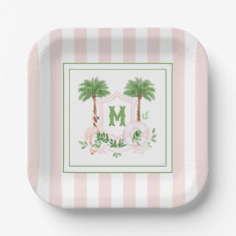Prato De Papel Cabana Stripes Palm Beach Monogram Crest Enclosure
