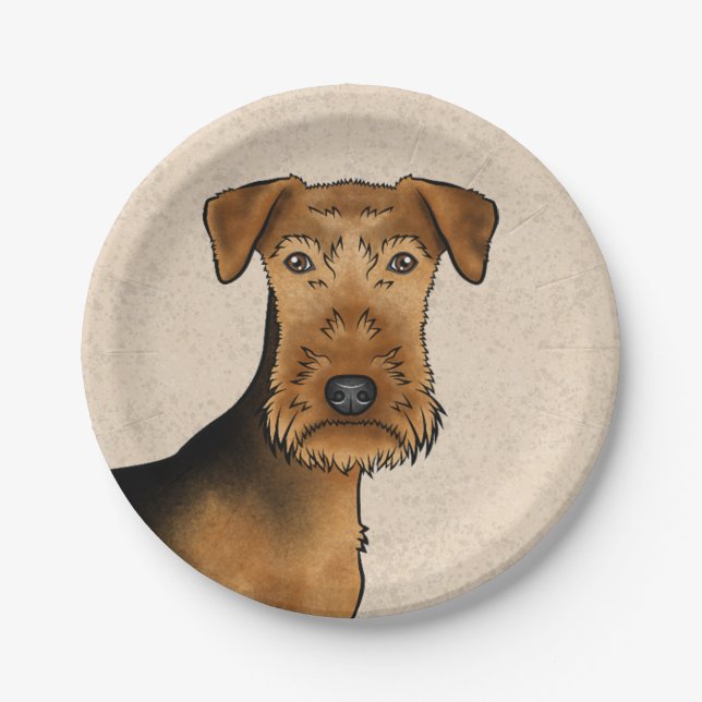 Prato De Papel Cabeça de cachorro de desenho animado fofo da raça (Frente)