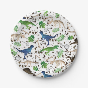 Prato De Papel Caça ao Dinossauro! Dinossauros na Safari Meninos 