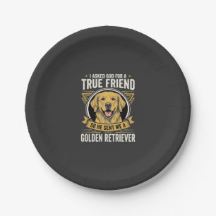Prato De Papel Cachorro Amigo Verdadeiro Retriever Dourado