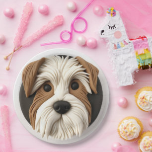Prato De Papel Cachorro Biewer Terrier Inspirado em 3D