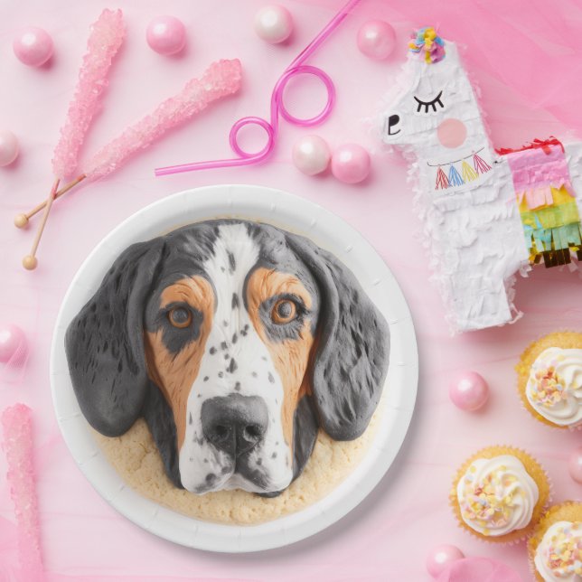 Prato De Papel Cachorro Bluetick Coonhound Inspirado em 3D (Festa)