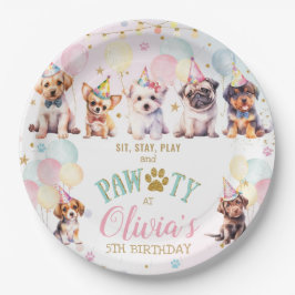 Prato De Papel Cachorro Bonito Adorável Cachorro Balões Festa de