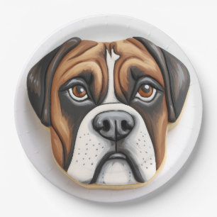Prato De Papel Cachorro Boxer Inspirado em 3D