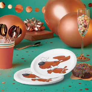 Prato De Papel Cachorro Com Cachorro Castanho-Osso