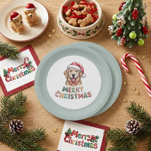 Prato De Papel Cachorro Cute Golden Retriever Natal