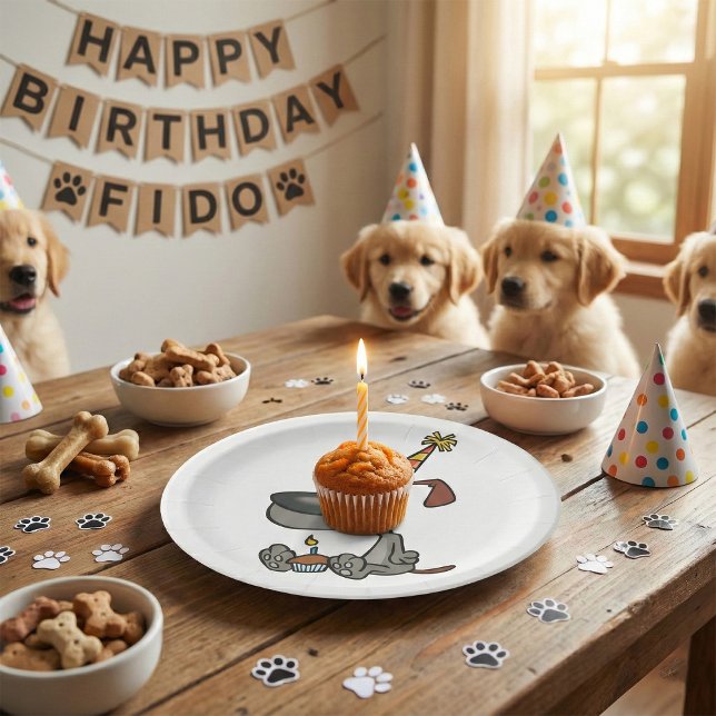 Prato De Papel Cachorro de Aniversário (Criador carregado)