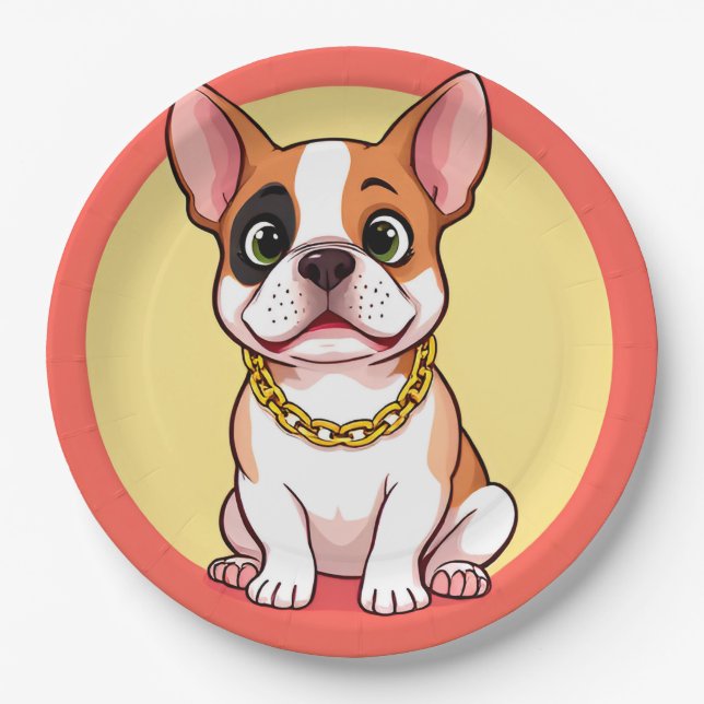 Prato De Papel Cachorro de Desenho Animado Adorável (Frente)