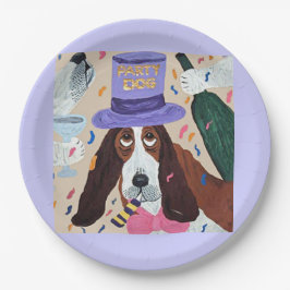Prato De Papel Cachorro de Festa Basset Hound