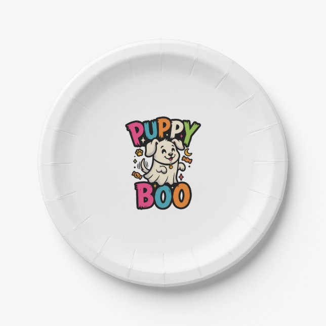 Prato De Papel Cachorro de Halloween Boo (Frente)