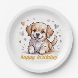 Prato De Papel cachorro feliz aniversário