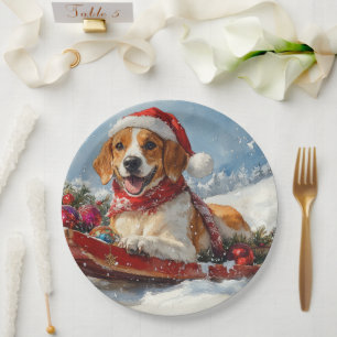 Prato De Papel Cachorro Foxhound Inglês Americano no Trenó de Nat