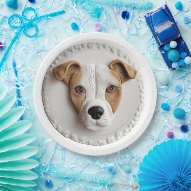 Prato De Papel Cachorro Jack Russell Inspirado em 3D (Festa)