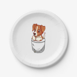 Prato De Papel Cachorro Jack Russell Terrier Bonito de Bolso