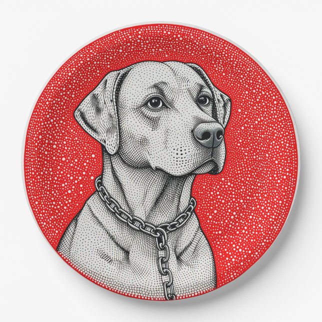 Prato De Papel Cachorro Labrador círculo decorativo interno (Frente)