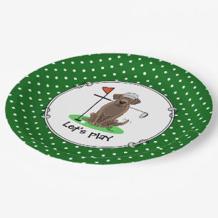 Prato De Papel Cachorro Labrador de Chocolate Golf - Cachorro de