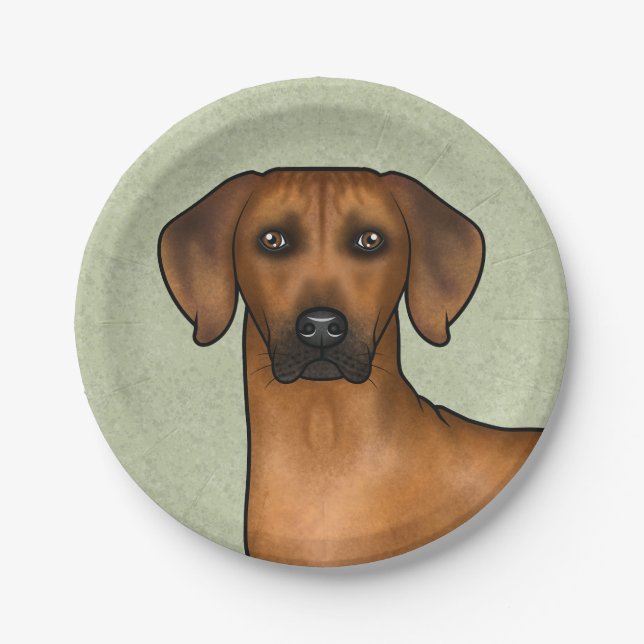 Prato De Papel Cachorro Leão Africano Rhodesian Ridgeback Cabeça  (Frente)