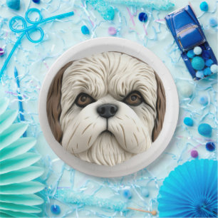 Prato De Papel Cachorro Malti Tzu 3D Inspirado