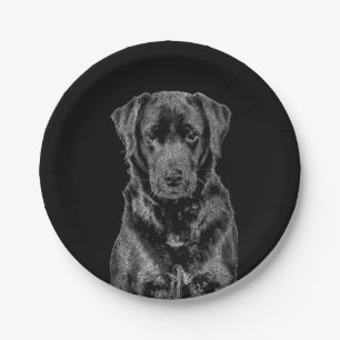 Prato De Papel Cachorro Negro-Labrador Cachorro-Pinto-Papoila-esb