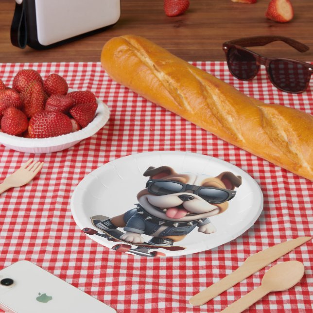Prato De Papel Cachorro num skate (Piquenique)
