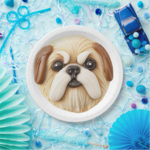 Prato De Papel Cachorro Pequinês 3D Inspirado