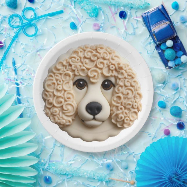 Prato De Papel Cachorro Poodle 3D Inspirado (Festa)