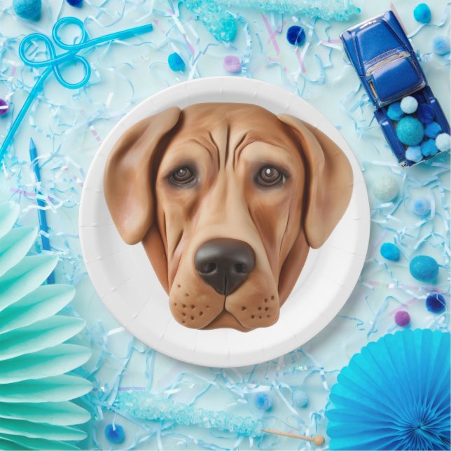 Prato De Papel Cachorro Rhodesian Ridgeback Inspirado em 3D (Festa)