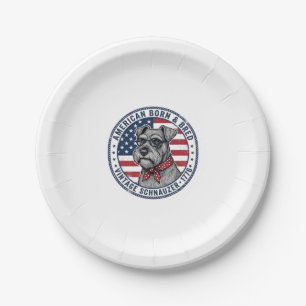 Prato De Papel Cachorro Schnauzer Vintage Patriótico