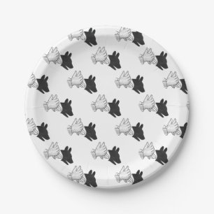 Prato De Papel Cachorro Silhueta Mão