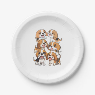 Prato De Papel cachorros beagle felizes