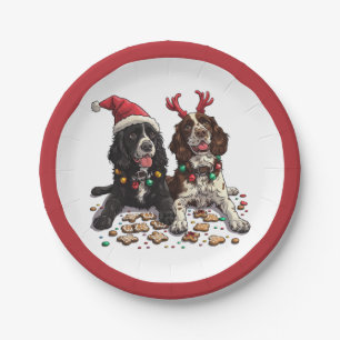 Prato De Papel Cachorros do Cocker Spaniel Natal