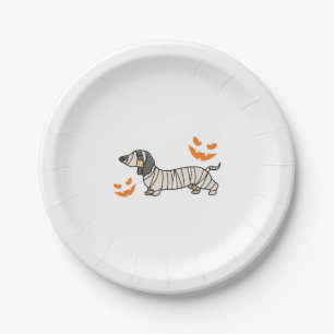 Prato De Papel Cachshund Dog Halloween Candy Corn Full Moon