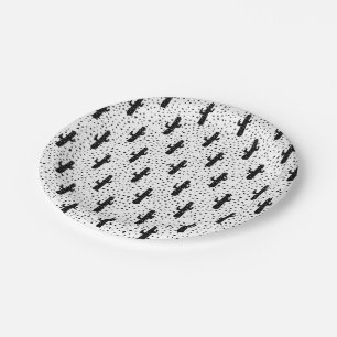 Prato De Papel Cacto e triângulo modernos preto e branco Geo