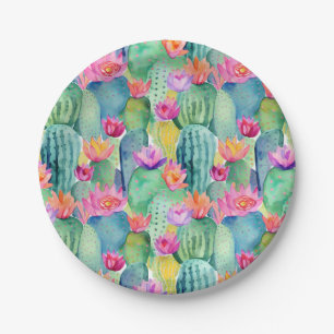 Prato De Papel Cactus Flower Watercolor Art Desert Colorida Color