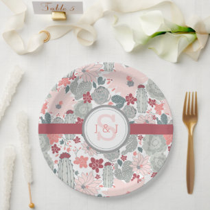 Prato De Papel Cactus Pink Mint Succults Deserto Plantas