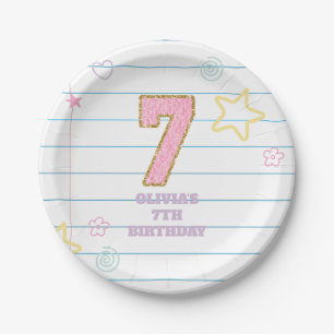 Prato De Papel Caderno de notas pastel varsity preppy patch 7º an