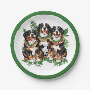 Prato De Papel Cães Berneses de Montanha Havaianos Flor Lei