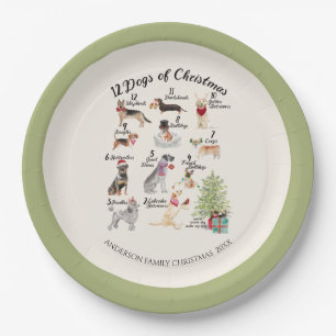 Prato De Papel Cães da celebração 12 do feriado do Natal do Na