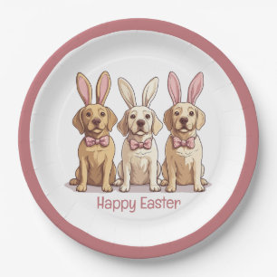 Prato De Papel Cães de felz pascoa Amarelo Labrador Retriever