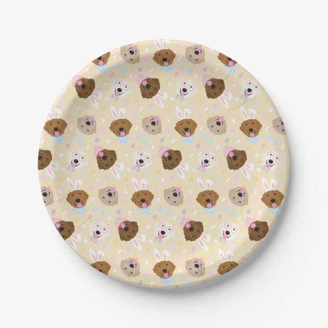 Prato De Papel Cães de felz pascoa para Retriever Ouros (Frente)