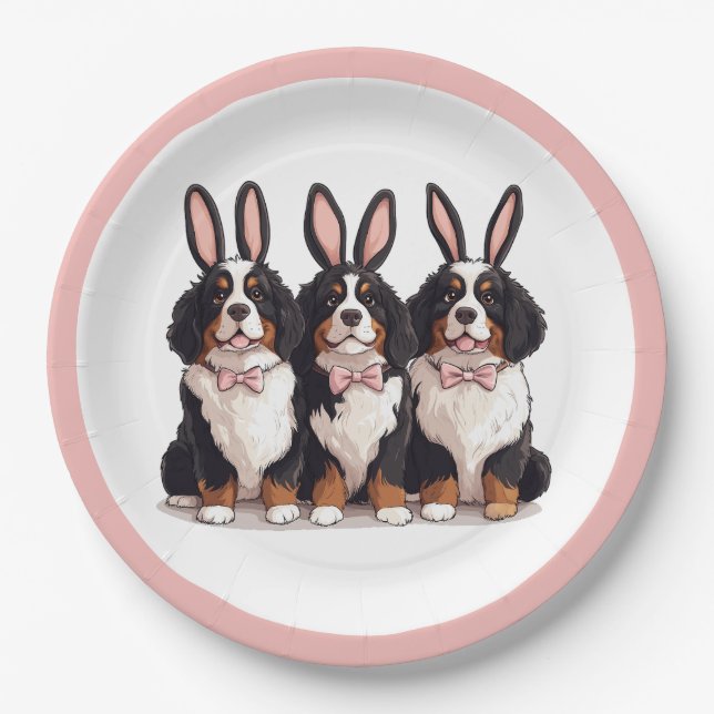 Prato De Papel Cães de Montanha Bernese páscoas (Frente)