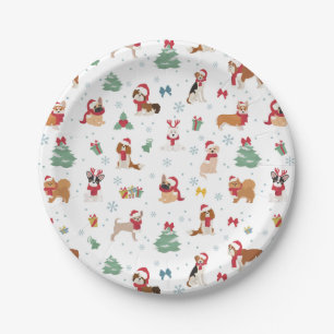 Prato De Papel Cães de Natal nos Acessórios de Férias